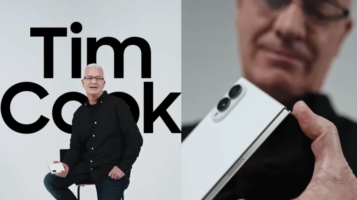 Samsung usa corretor com nome de Tim Cook em anúncio do Galaxy Z Fold 8