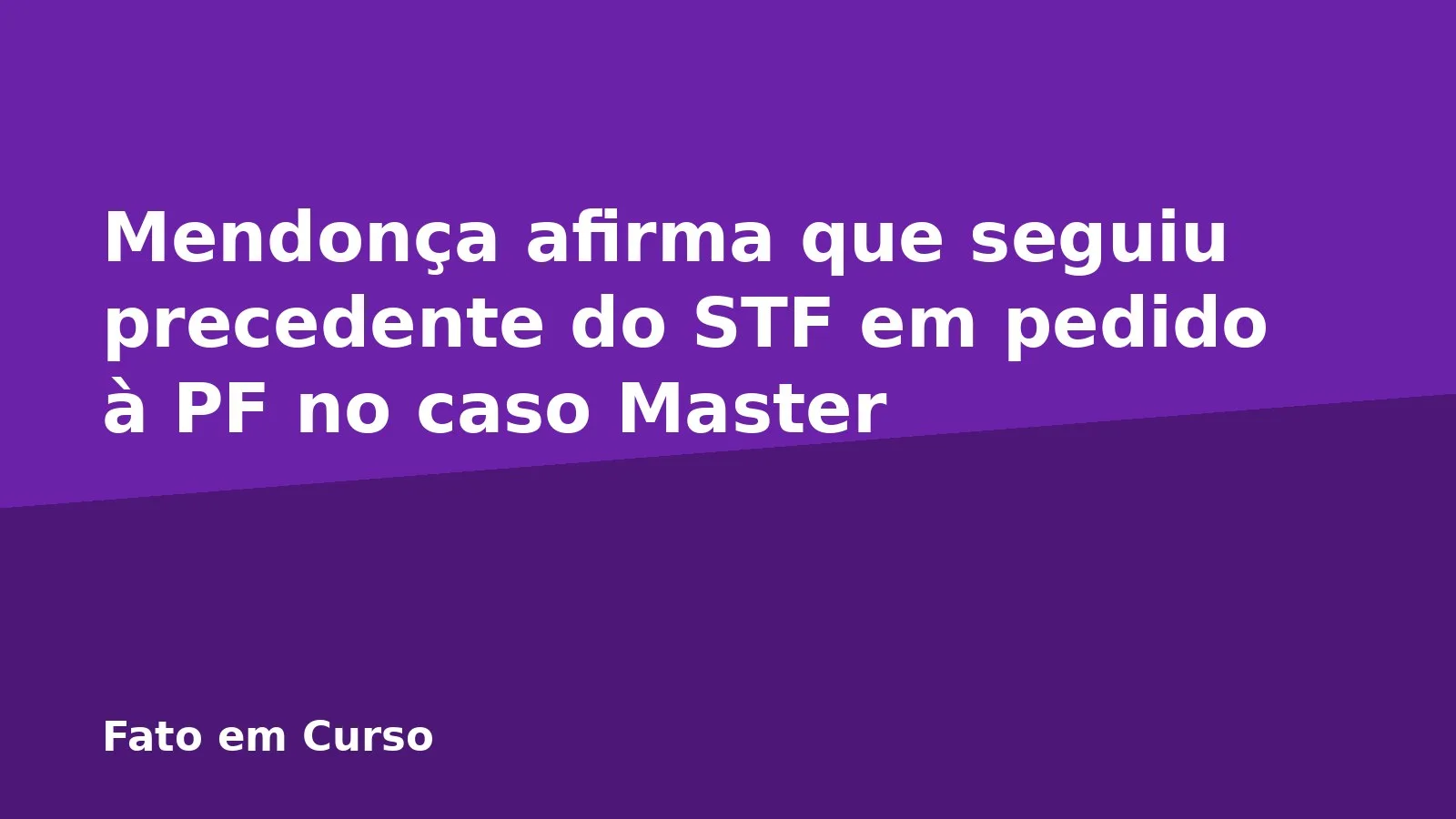 Mendonça afirma que seguiu precedente do STF em pedido à PF no caso Master