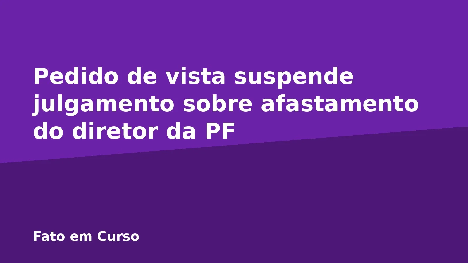 Pedido de vista suspende julgamento sobre afastamento do diretor da PF