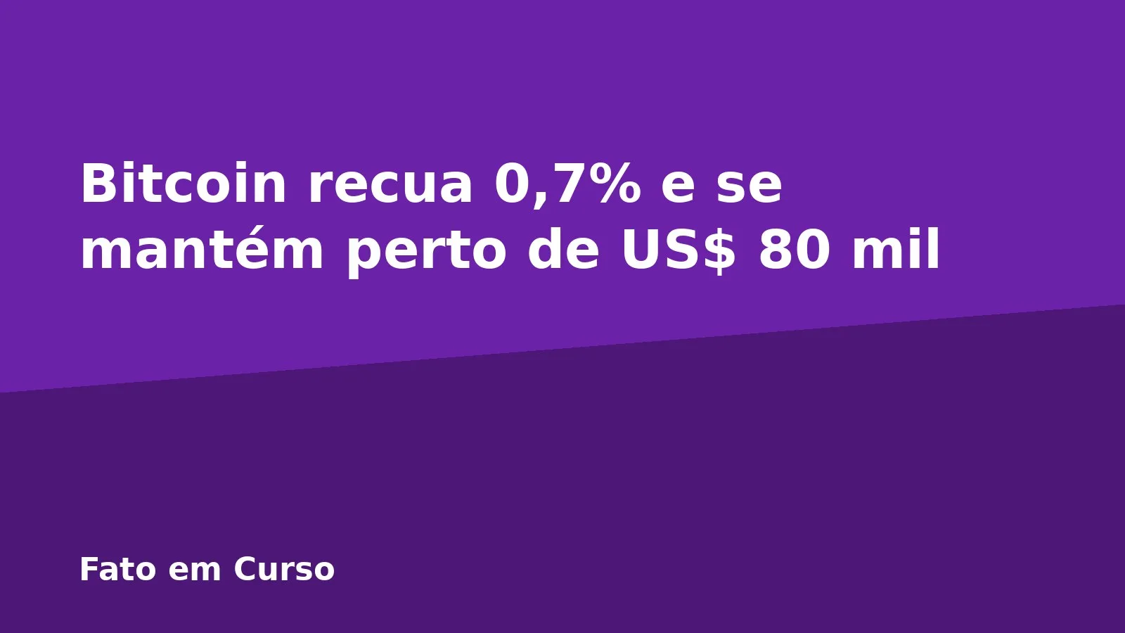 Bitcoin recua 0,7% e se mantém perto de US$ 80 mil