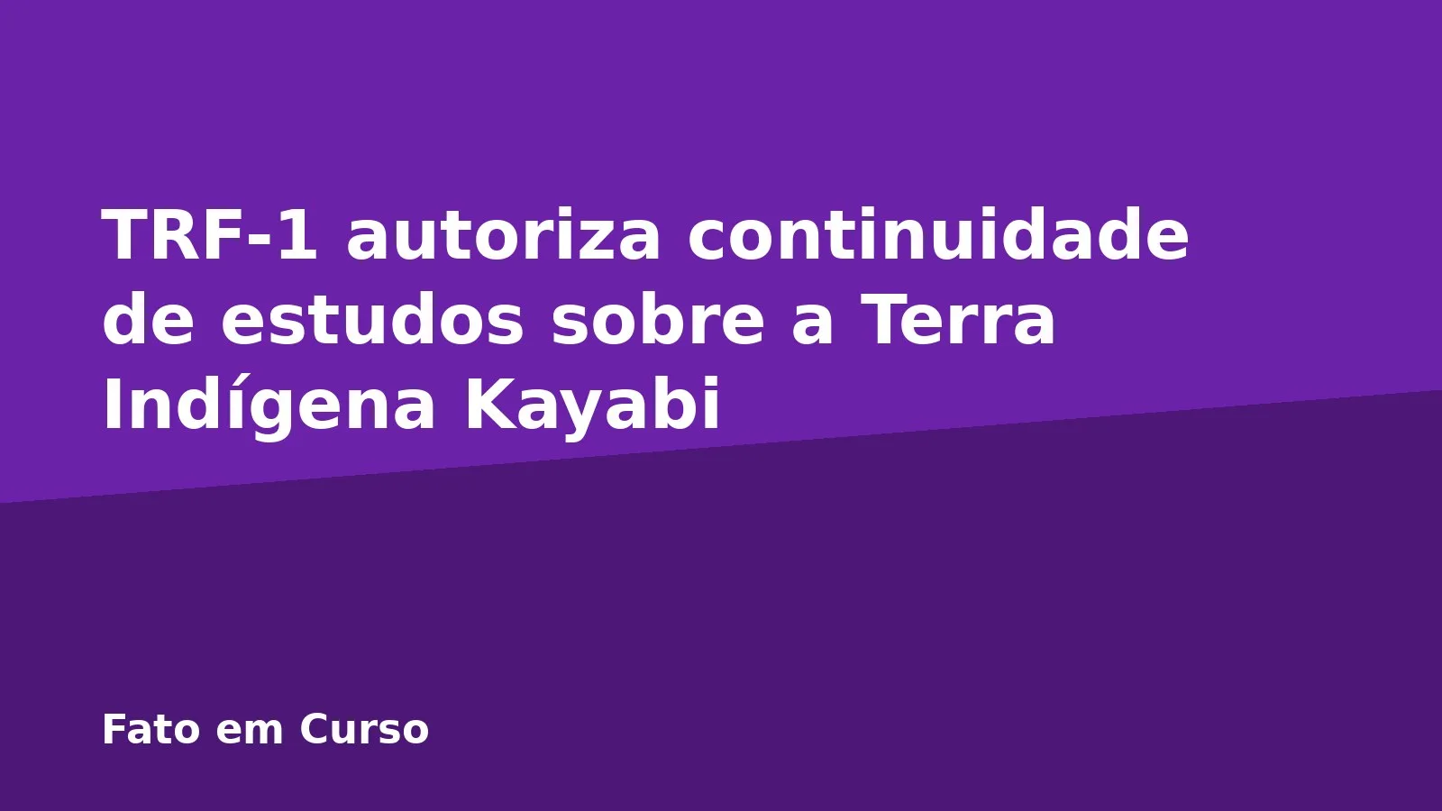 TRF-1 autoriza continuidade de estudos sobre a Terra Indígena Kayabi