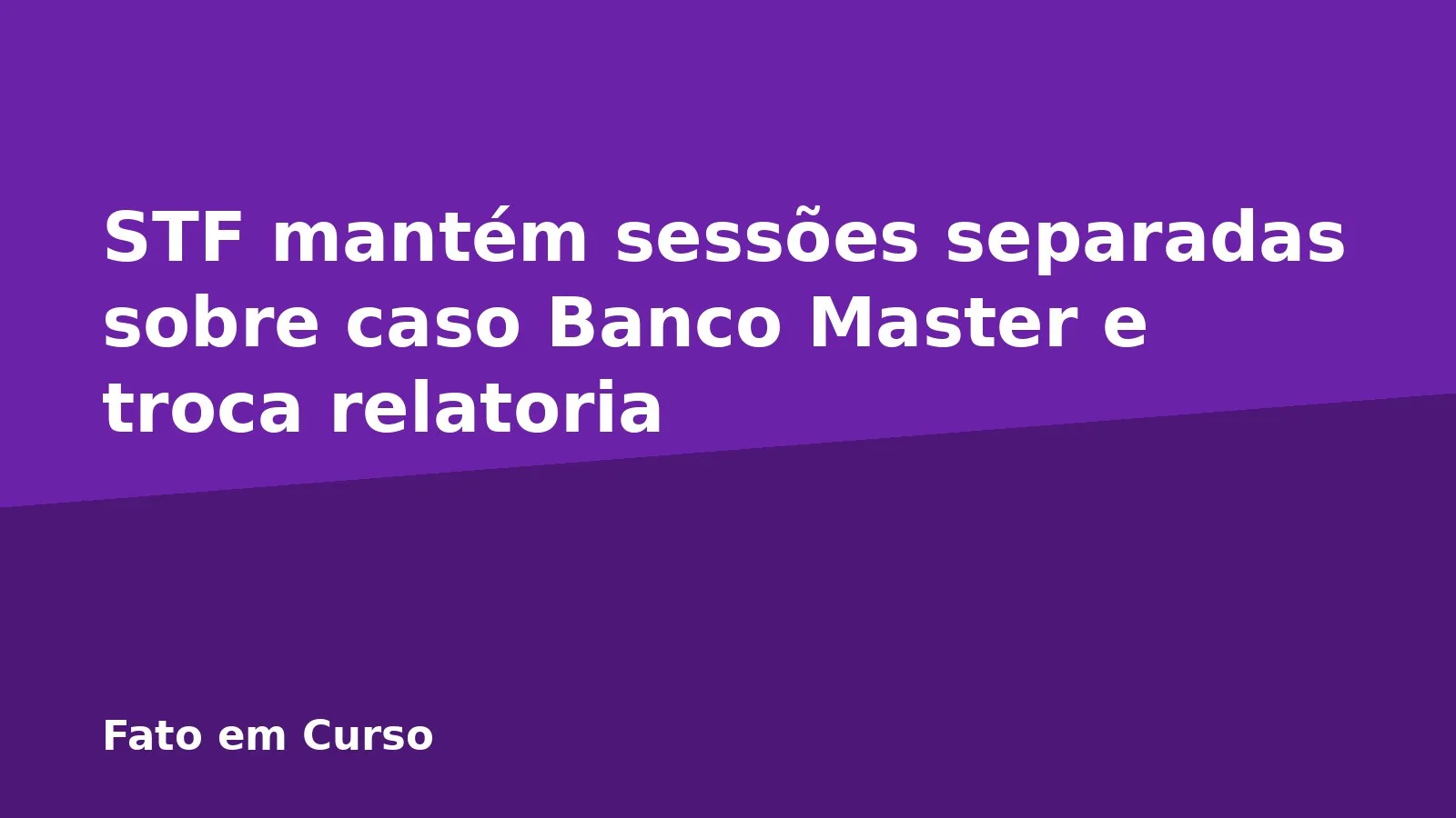 STF mantém sessões separadas sobre caso Banco Master e troca relatoria