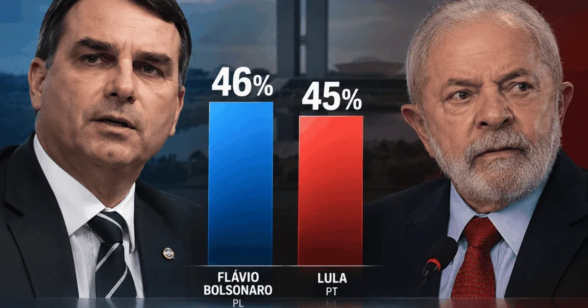 Flávio Bolsonaro e Lula aparecem empatados em segundo turno, aponta pesquisa