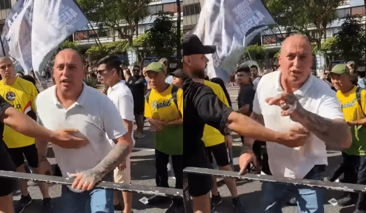 Homem com arma de choque ameaça manifestantes em ato pró-Lula na Paulista