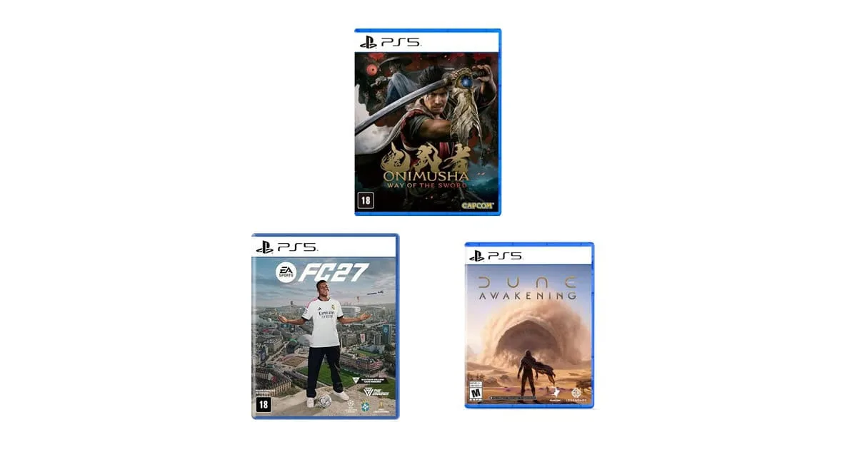 Três jogos de PS5 em destaque: samurais, futebol e sobrevivência