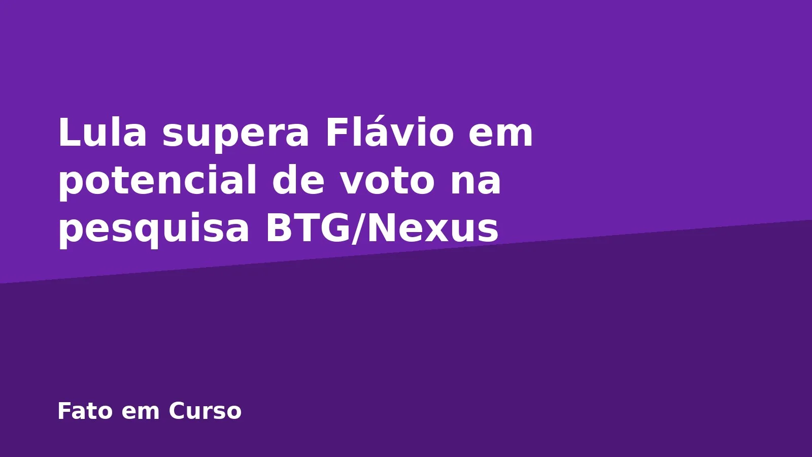 Lula supera Flávio em potencial de voto na pesquisa BTG/Nexus