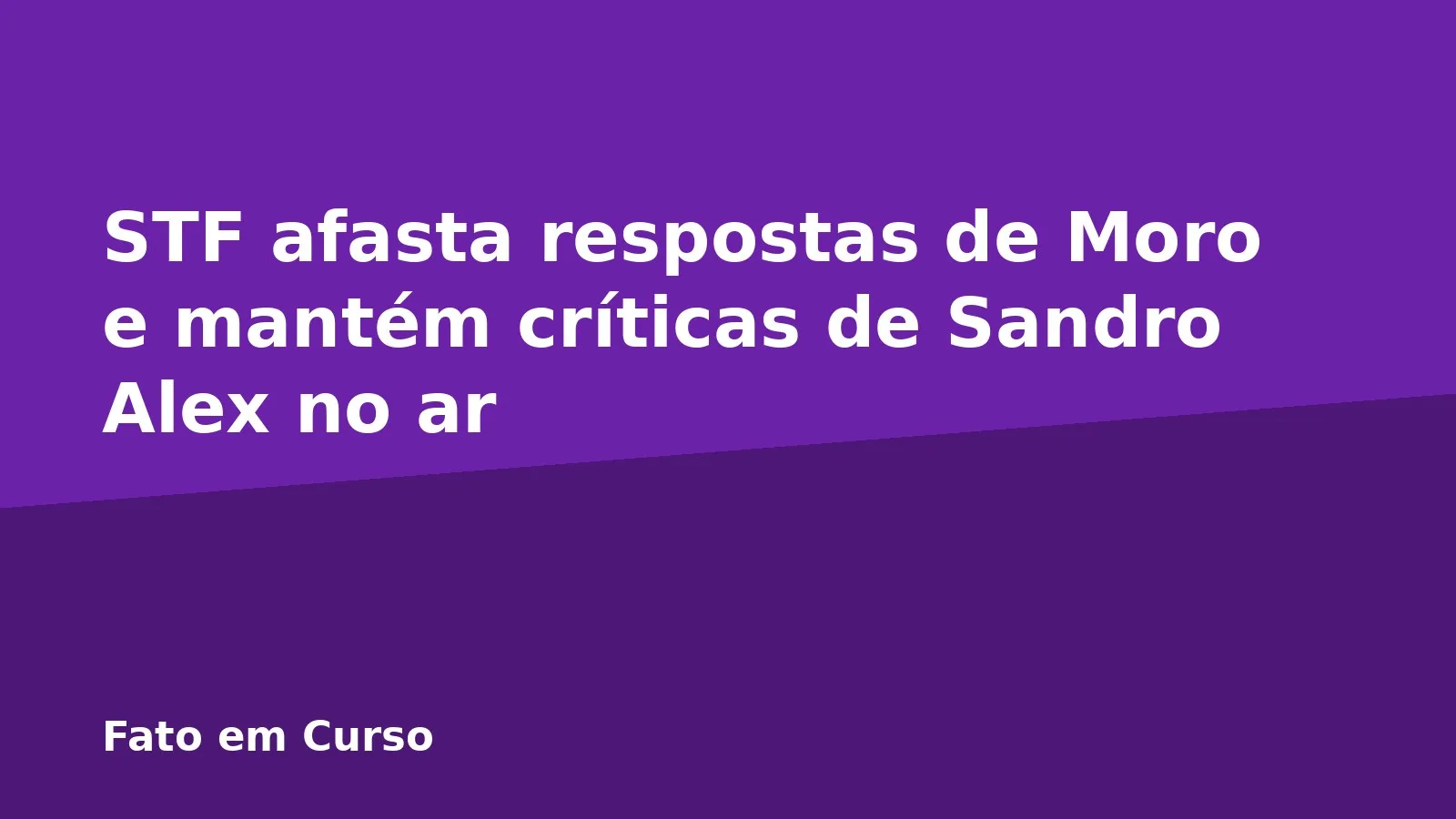 STF afasta respostas de Moro e mantém críticas de Sandro Alex no ar