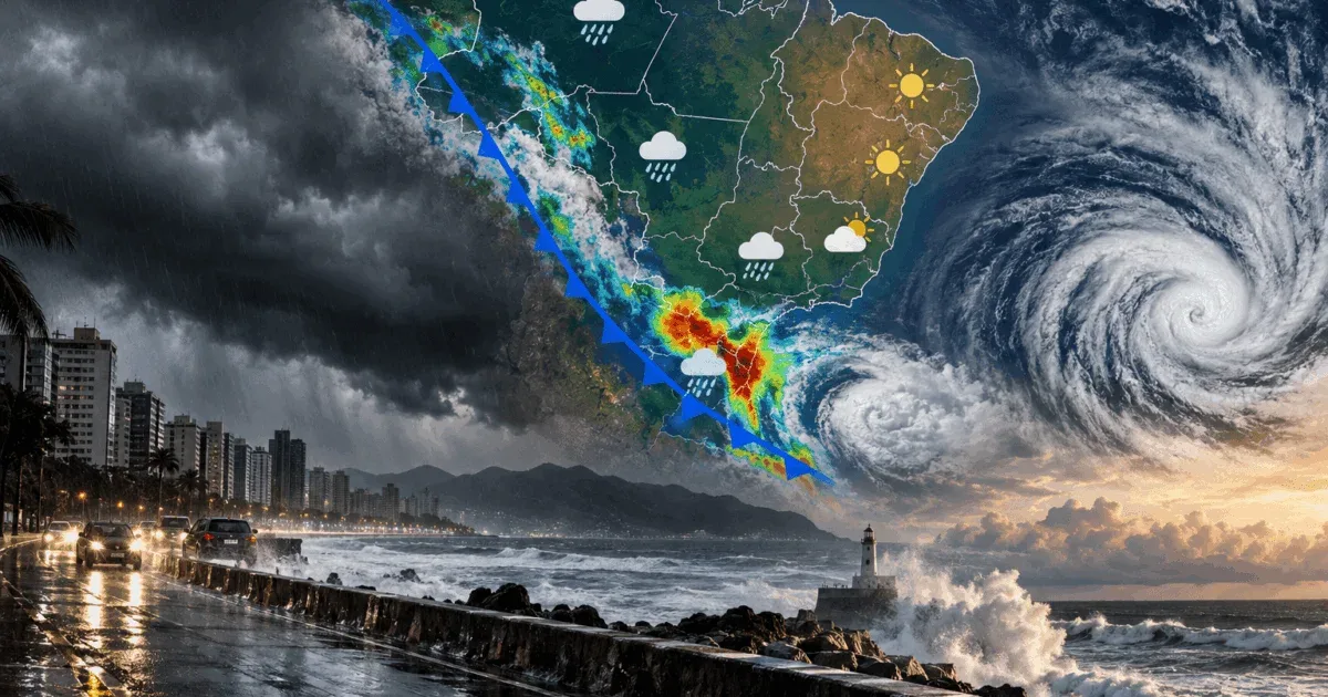 Chuva forte avança pelo Brasil e ciclone pode atingir o Sul no fim de semana