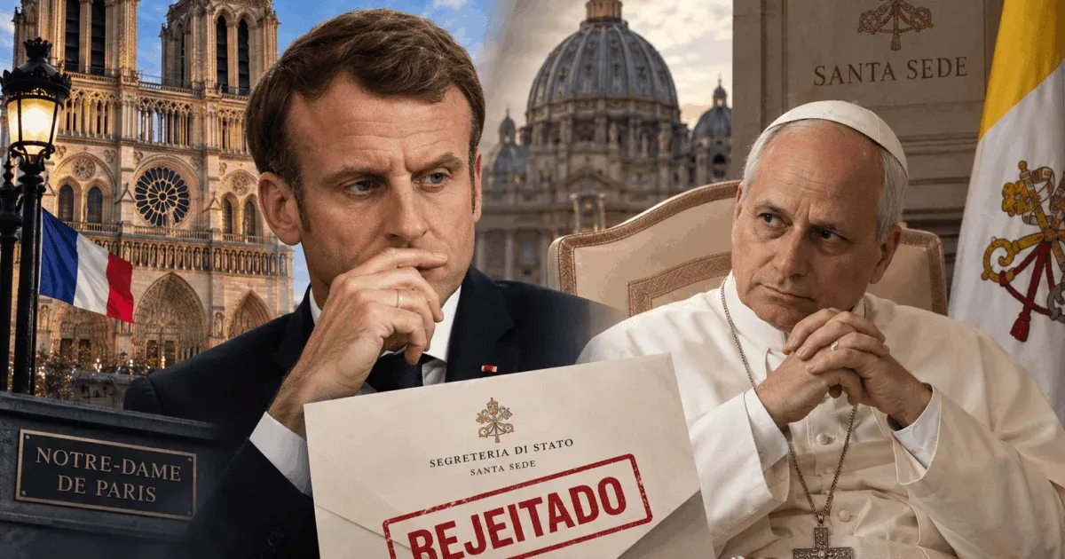 Vaticano recusa encontro entre Macron e Leão XIV em Notre-Dame