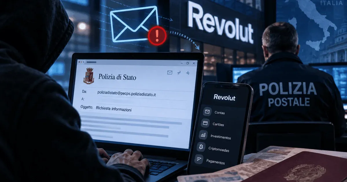 Polícia italiana investiga golpe com e-mail oficial contra clientes do Revolut