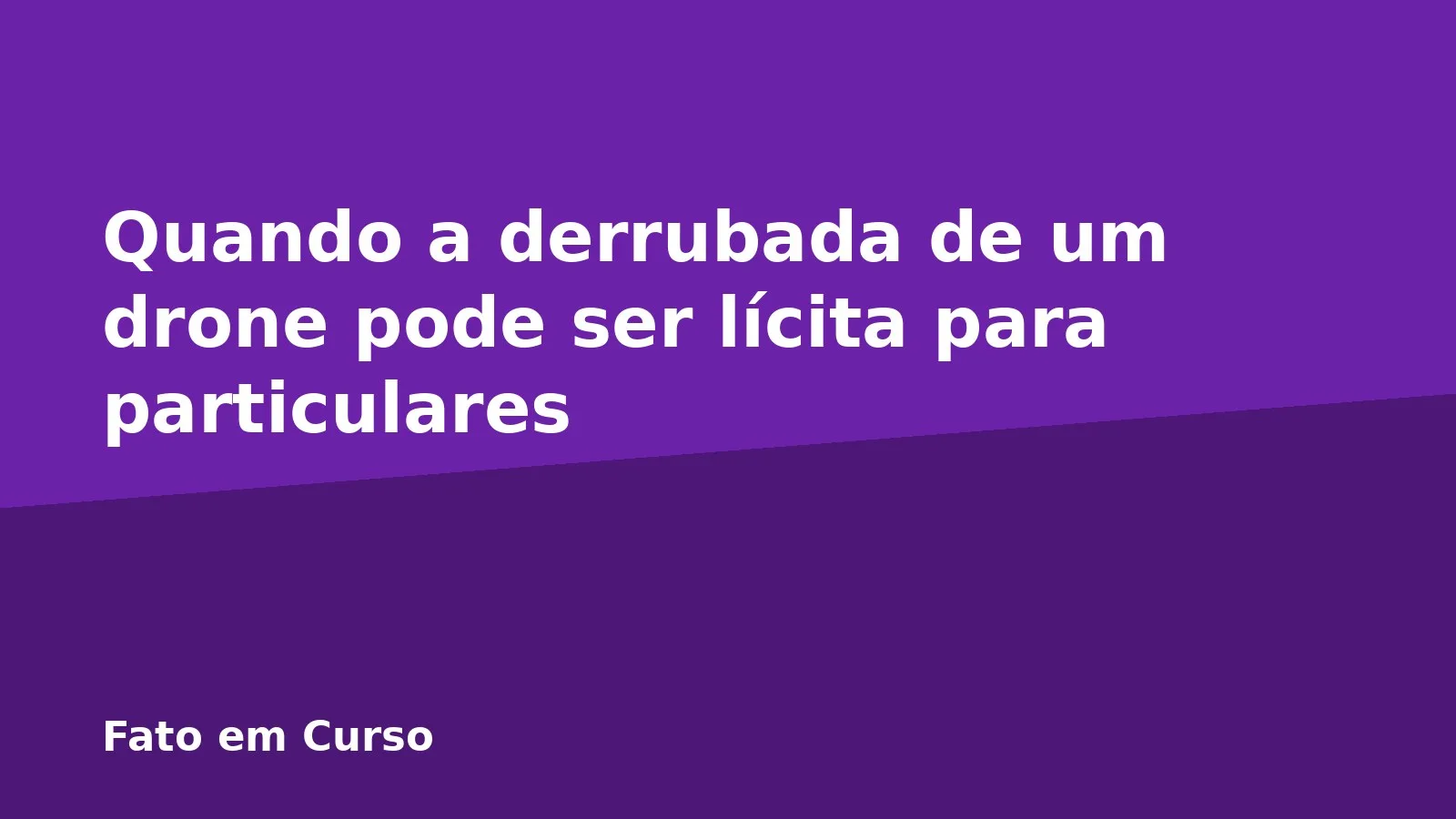 Quando a derrubada de um drone pode ser lícita para particulares