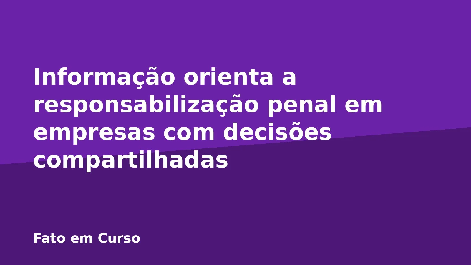 Informação orienta a responsabilização penal em empresas com decisões compartilhadas