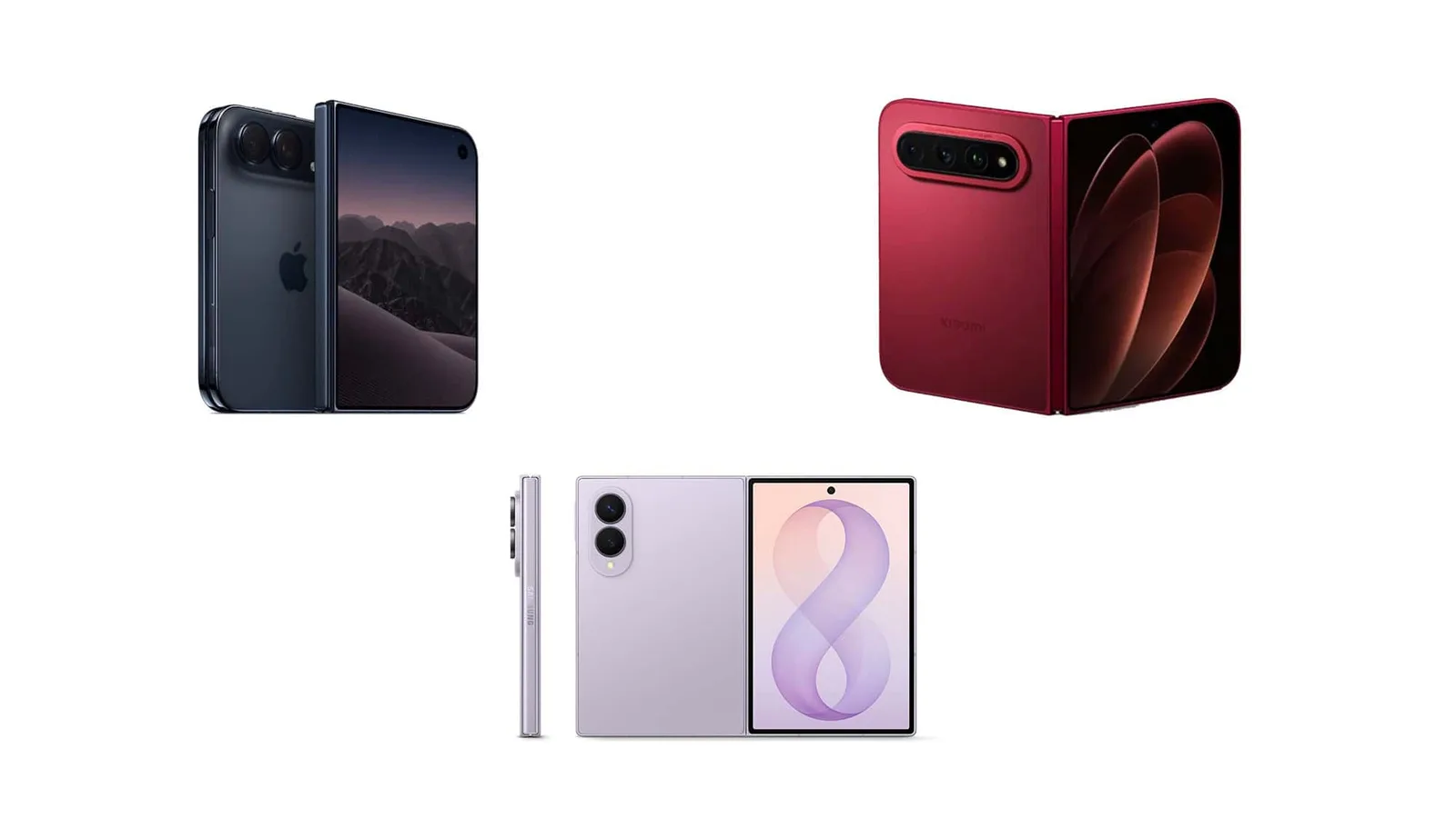 iPhone Duo, Galaxy Z Fold 8 e Xiaomi 18 Fold: compare os três dobráveis