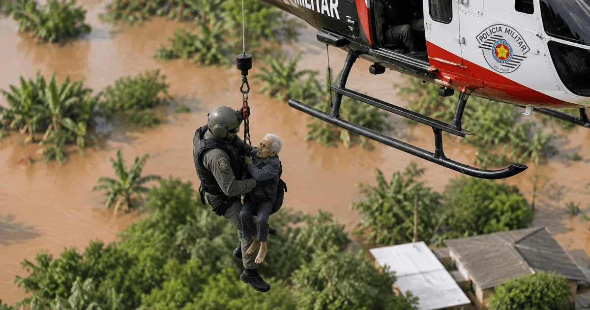 Homem de 100 anos é retirado de área isolada por helicóptero em Eldorado