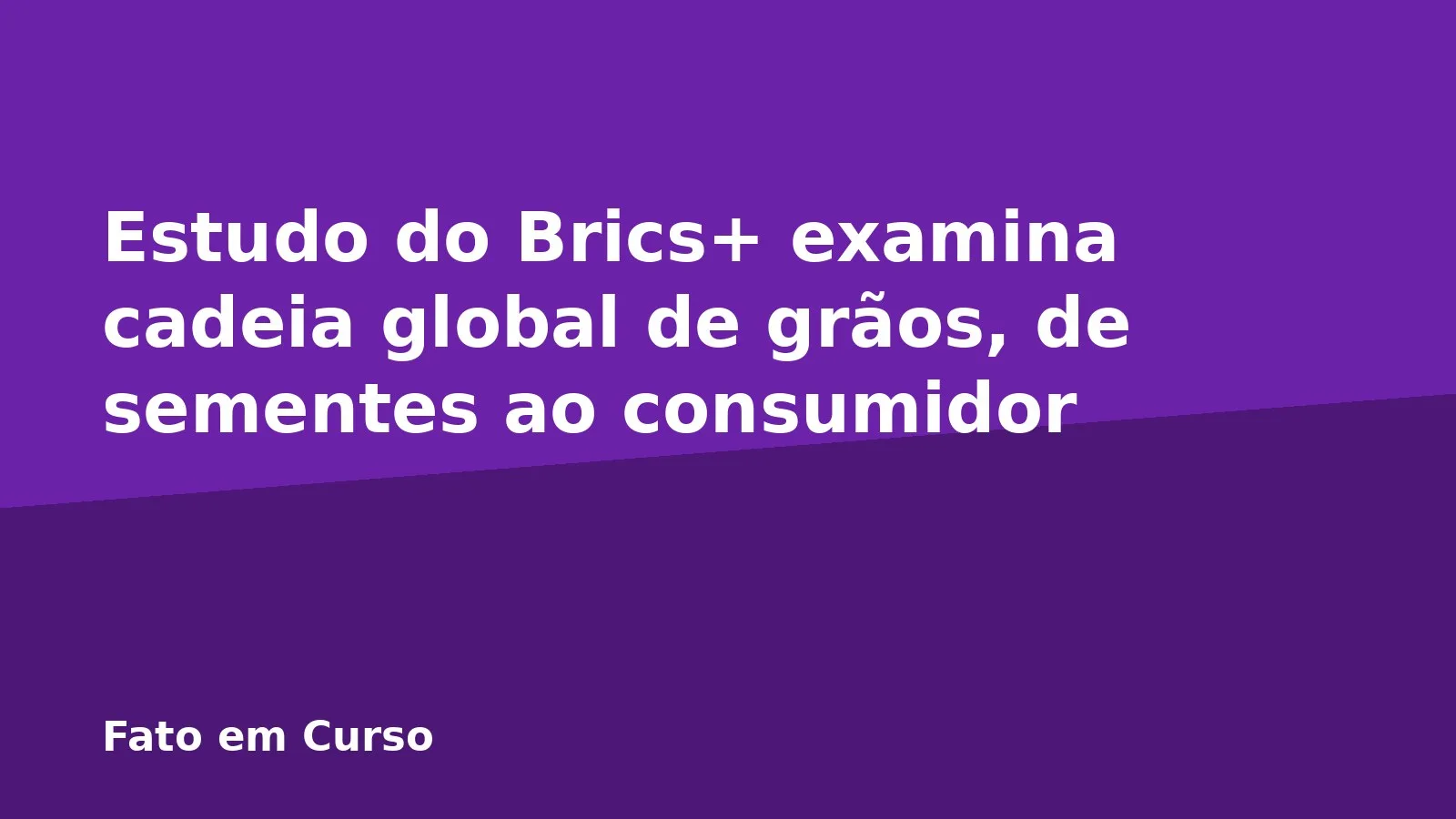 Estudo do Brics+ examina cadeia global de grãos, de sementes ao consumidor
