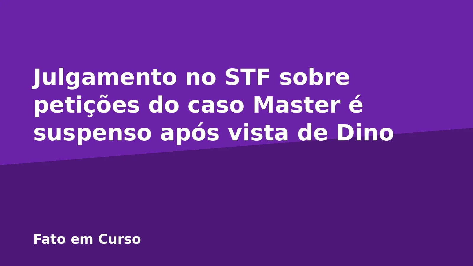 Julgamento no STF sobre petições do caso Master é suspenso após vista de Dino