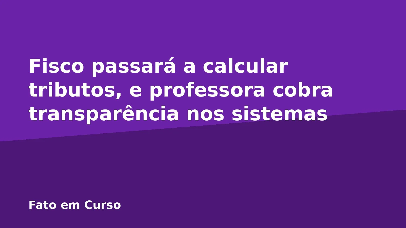 Fisco passará a calcular tributos, e professora cobra transparência nos sistemas