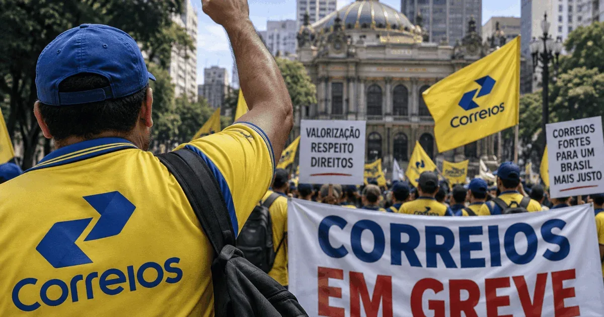 Correios fazem passeata em São Paulo durante greve nacional
